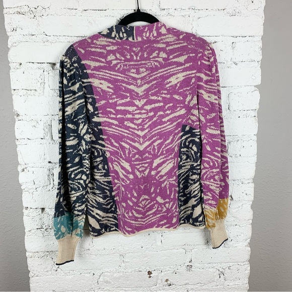 Nic + Zoe Animal Instincts Zebra Striped Sweater Button Front Cardigan Small - Picture 13 of 16